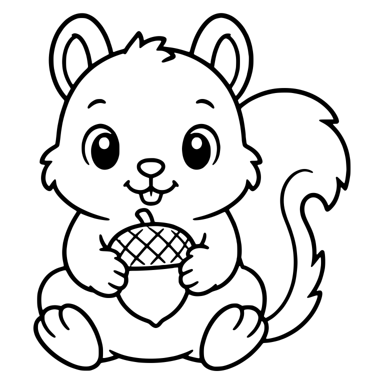 Buck-Toothed Squirrel Holding a Crosshatched Acorn — free animal SVG cut file