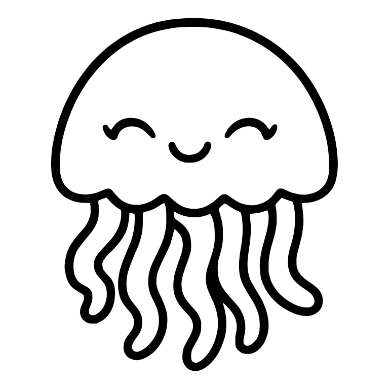 Happy Jellyfish With Closed Eyes and Long Wavy Tentacles — free animal SVG cut file