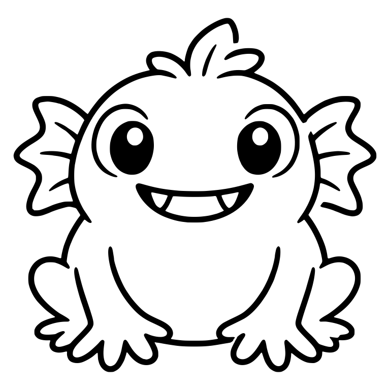Happy Round Swamp Monster With Side Fins and Head Crest — free fantasy-creature SVG cut file