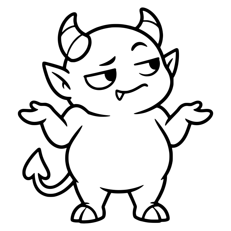 Sarcastic Shrugging Demon with Half Closed Eyes — free fantasy-creature SVG cut file