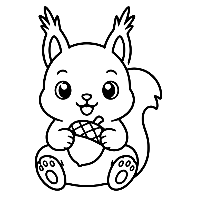 Tufted-Ear Squirrel Sitting With an Acorn — free animal SVG cut file