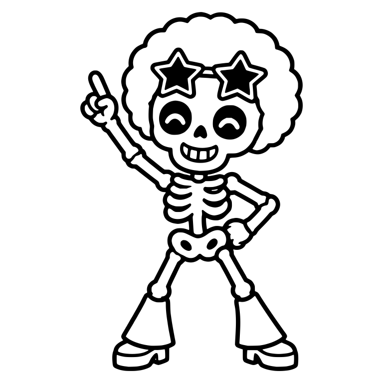 Disco Skeleton With Afro And Star Sunglasses — free skeleton SVG cut file