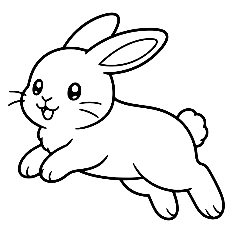 Kawaii Bunny Leaping Left With Tucked Front Paws — free animal SVG cut file