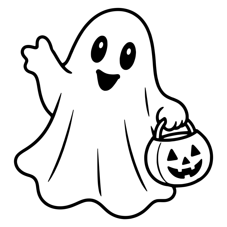 Waving Ghost Carrying Jack-o-Lantern Candy Bucket — free fantasy-creature SVG cut file