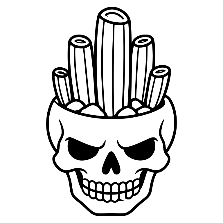 Angry Skull Planter With Five Tall Organ Pipe Cacti — free skeleton SVG cut file