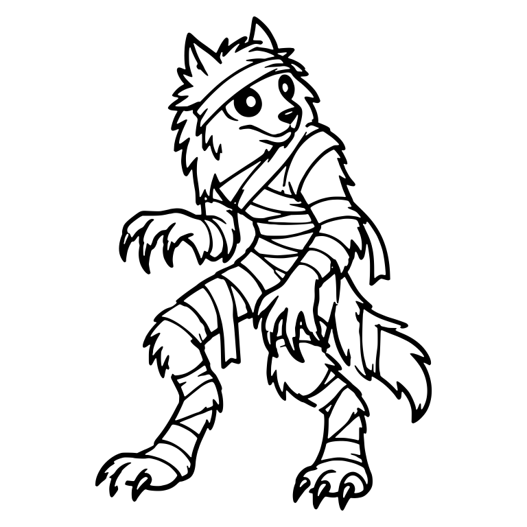 Bandaged Werewolf Mummy Crouching With Claws Out — free fantasy-creature SVG cut file