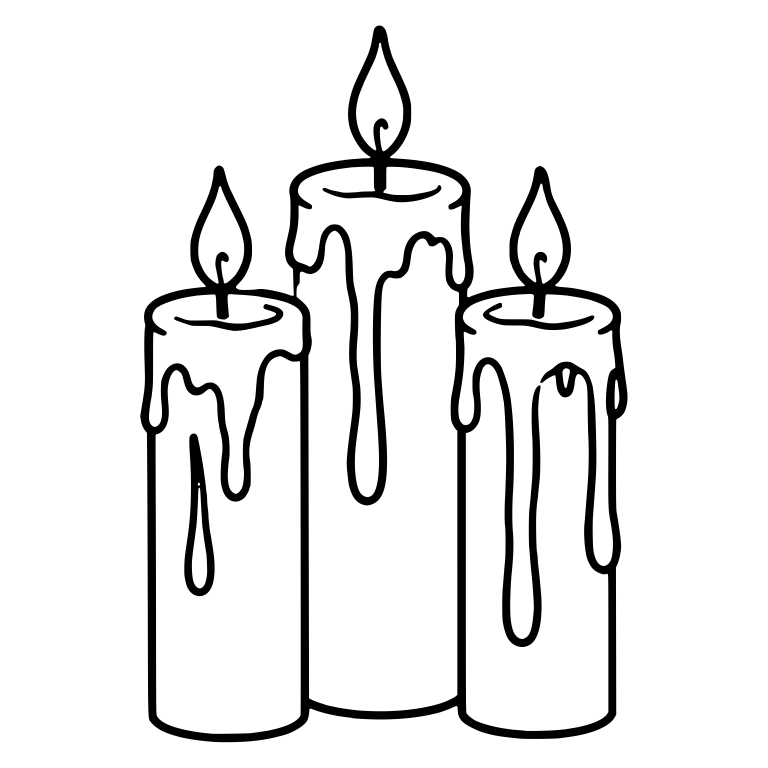 Three Lit Pillar Candles with Dripping Wax — free objects SVG cut file