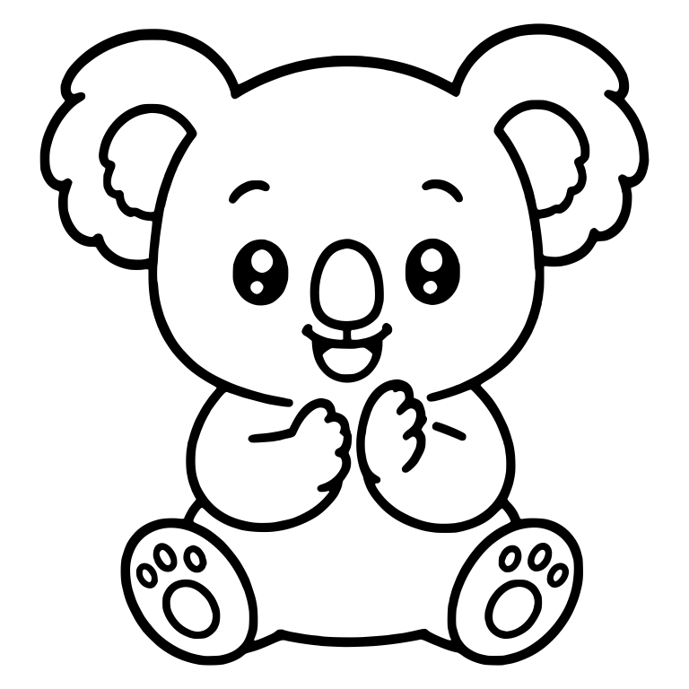 Happy Sitting Baby Koala Clapping Paws — free animal SVG cut file