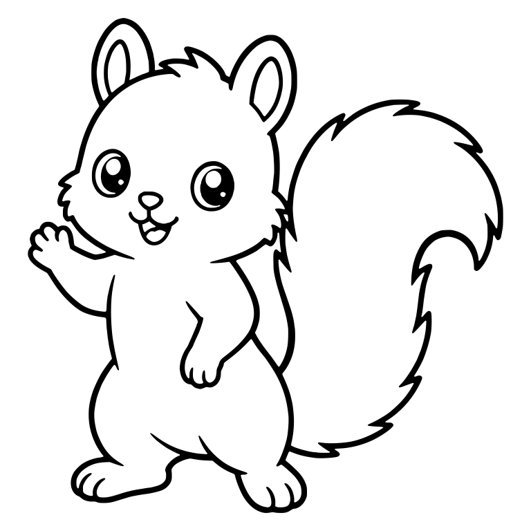 Waving Squirrel With Big Spiky Fluffy Tail — free animal SVG cut file