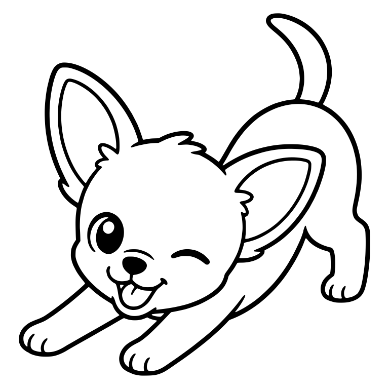 Winking Chihuahua Puppy Play Bow With Tongue Out — free animal SVG cut file