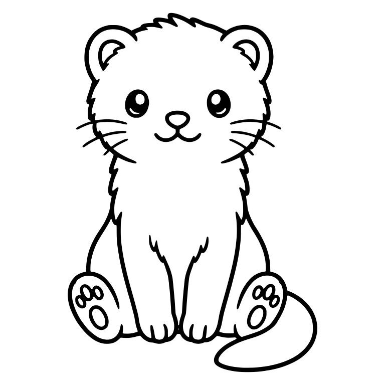 Kawaii Ferret Sitting With Paw Pad Soles Showing — free animal SVG cut file