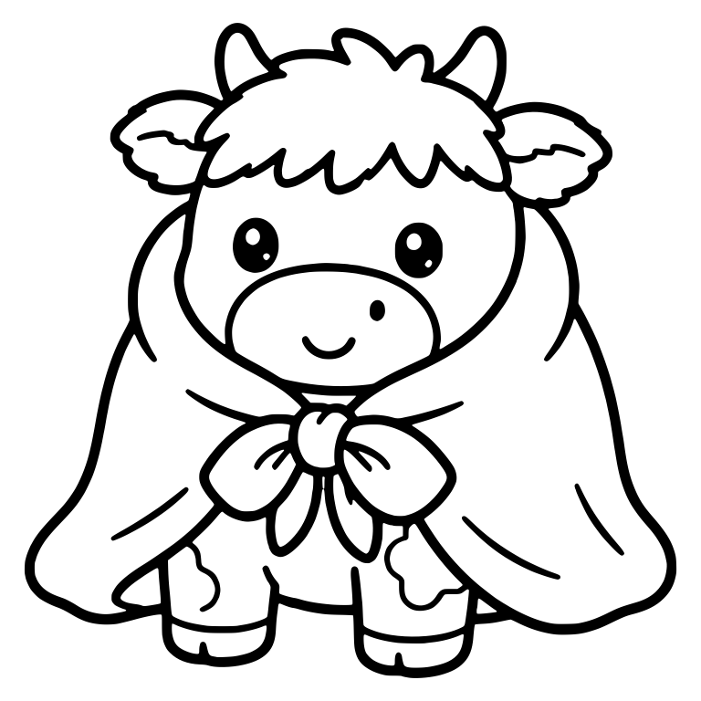 Cow in a Blanket Cape Tied With a Bow — free animal SVG cut file