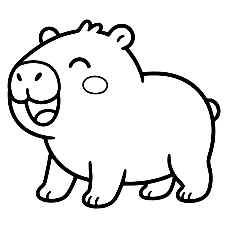 Laughing Capybara Standing in Side View — free animal SVG cut file