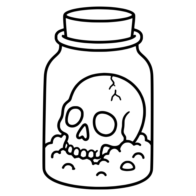 Cracked Skull Half Buried in Corked Dirt Jar — free objects SVG cut file
