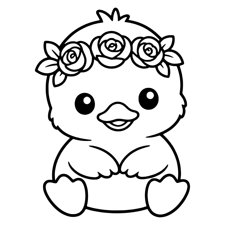 Sitting Duckling With Rose Flower Crown — free animal SVG cut file