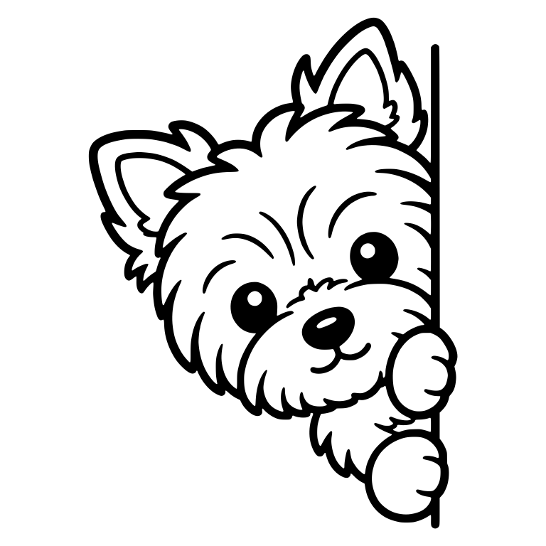Yorkie Puppy Peeking Around a Corner — free animal SVG cut file