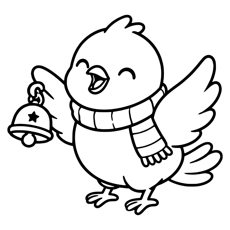 Singing Dove With Striped Scarf and Star Bell — free animal SVG cut file