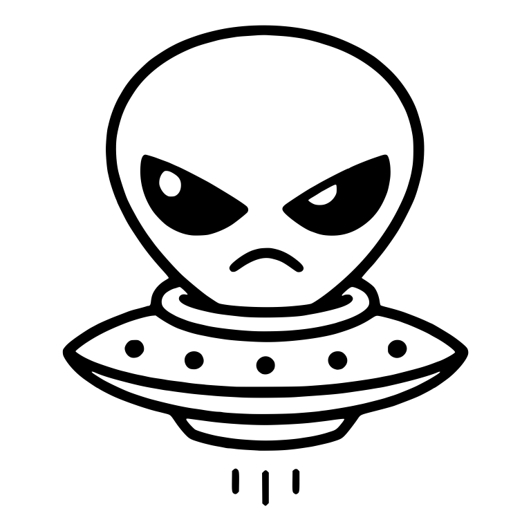 Grumpy Alien Head Rising From Flying Saucer — free fantasy-creature SVG cut file