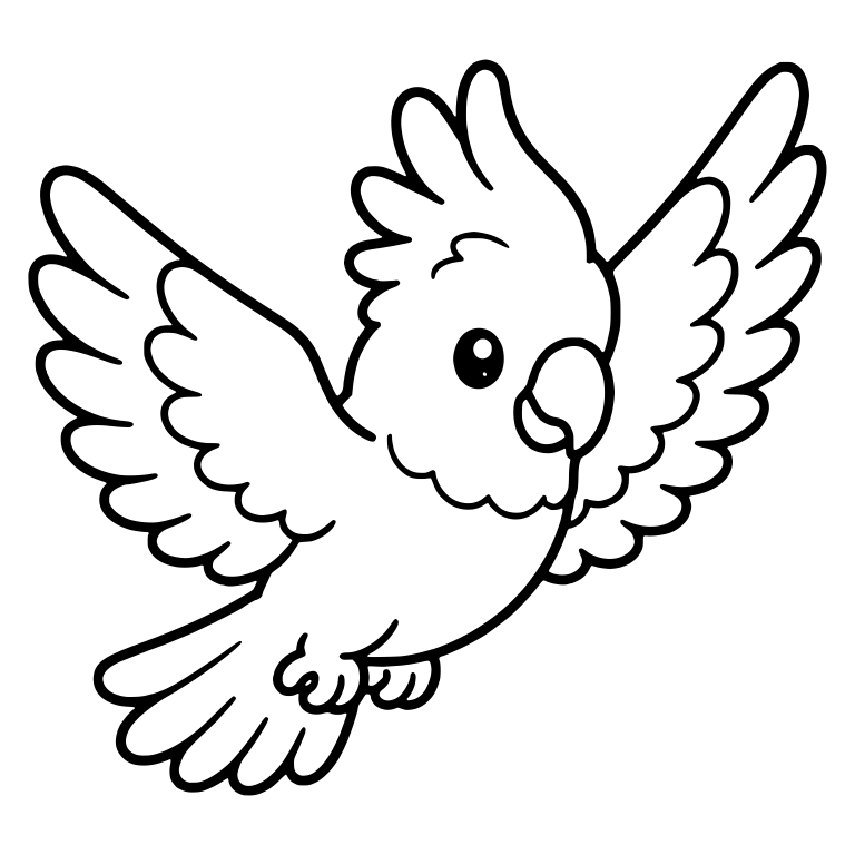 Flying Cockatoo With Fluffy Chest and Scalloped Wings — free animal SVG cut file