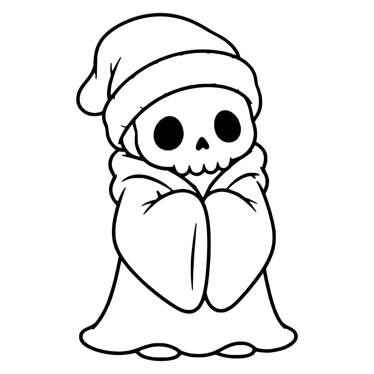Huddled Beanie Reaper With Hands Tucked In Sleeves — free characters SVG cut file