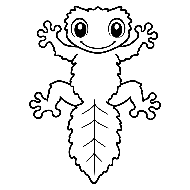 Leaf Tailed Gecko with Both Hands Raised and Veined Tail — free animal SVG cut file