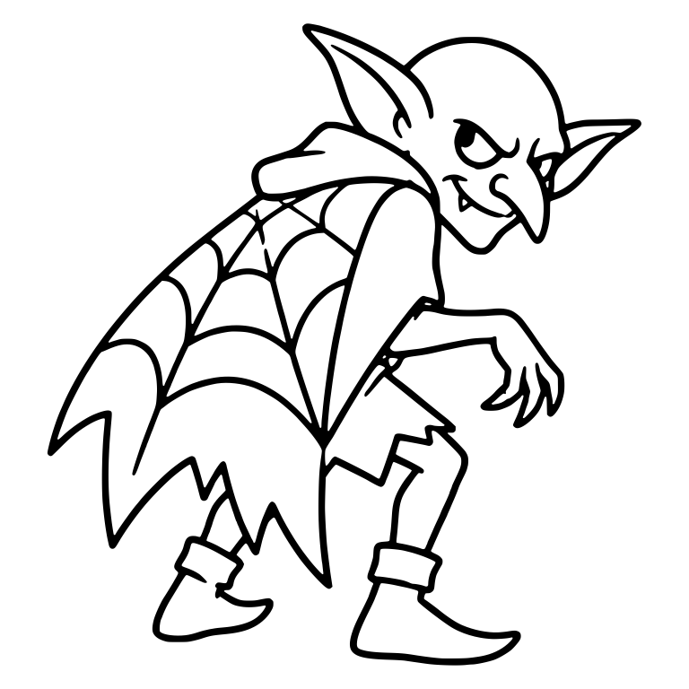 Hunched Goblin Sneaking in a Spiderweb Cape — free fantasy-creature SVG cut file