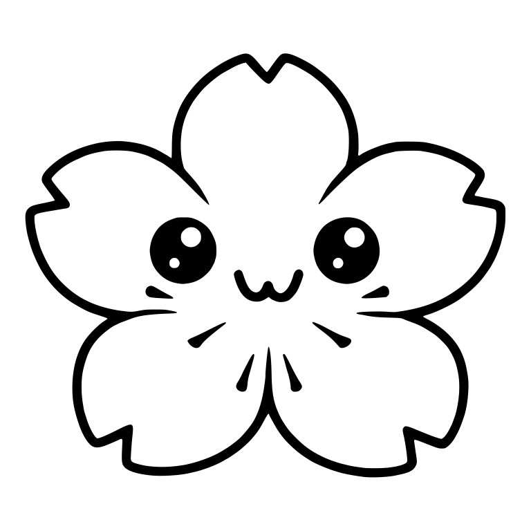 Cherry Blossom Face With Blush Marks and Cat Mouth — free floral SVG cut file