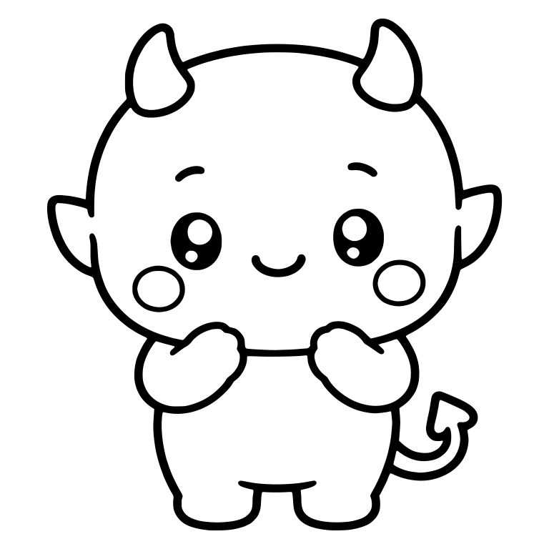 Smiling Little Devil with Round Blush Cheeks — free fantasy-creature SVG cut file