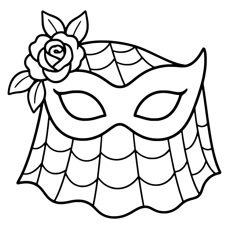 Masquerade Mask With Rose and Spiderweb Veil — free objects SVG cut file