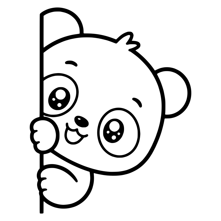 Panda Cub Peeking Around a Left Edge with Open Smile — free animal SVG cut file