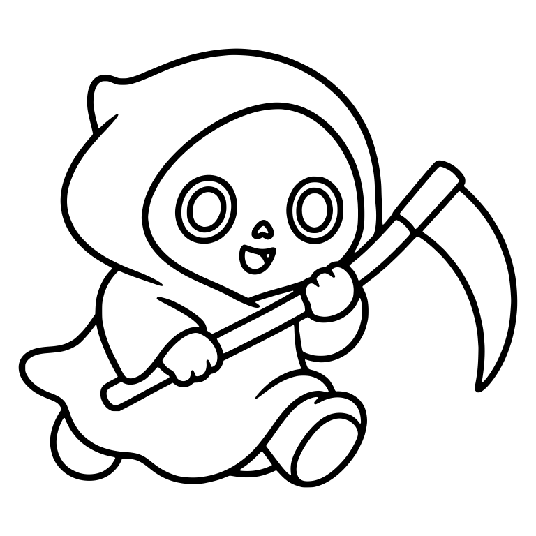 Excited Reaper Swinging Scythe Across Body — free characters SVG cut file