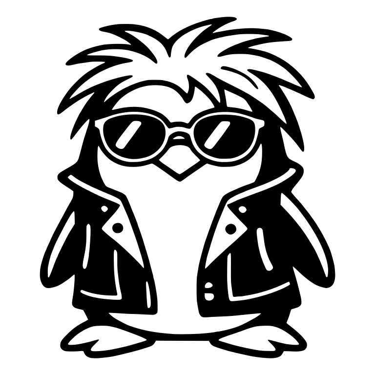 Punk Penguin With Spiky Hair Sunglasses and Leather Jacket — free animal SVG cut file