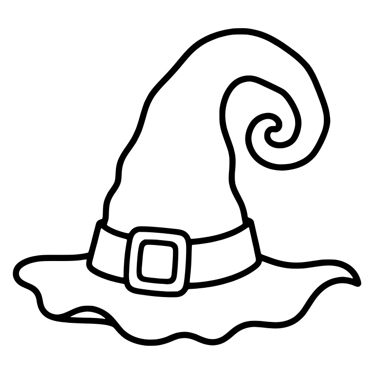 Crooked Swirl Tip Witch Hat With Ruffled Brim — free objects SVG cut file