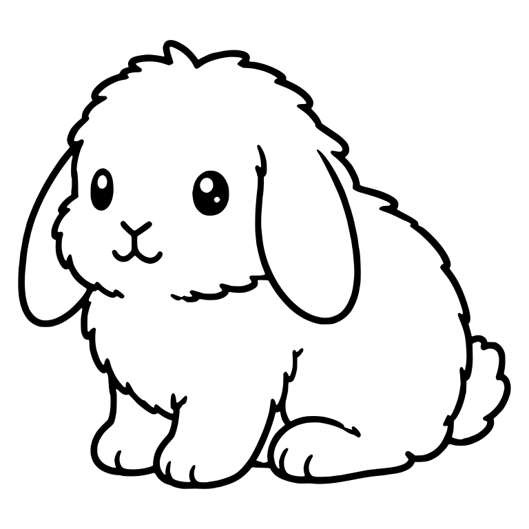 Fuzzy Lop Bunny Sitting in Three-Quarter View — free animal SVG cut file