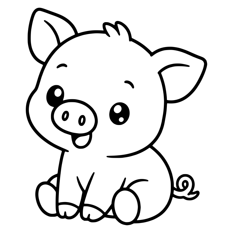 Baby Pig Sitting with Tongue Out and Head Tilted — free animal SVG cut file