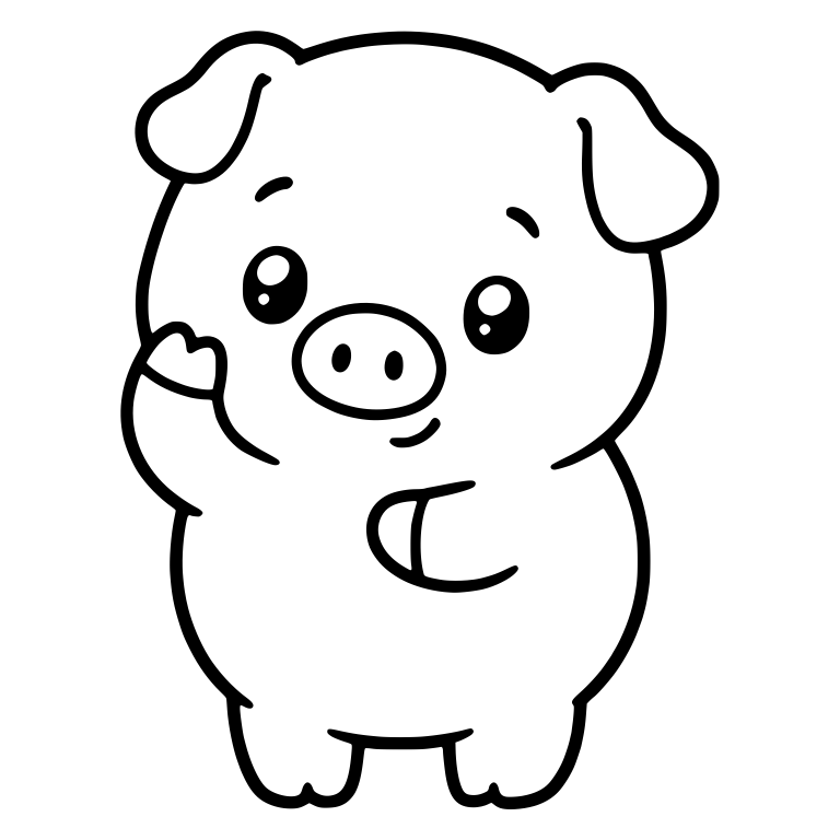 Standing Piglet with Small Wave and Closed-Mouth Smile — free animal SVG cut file