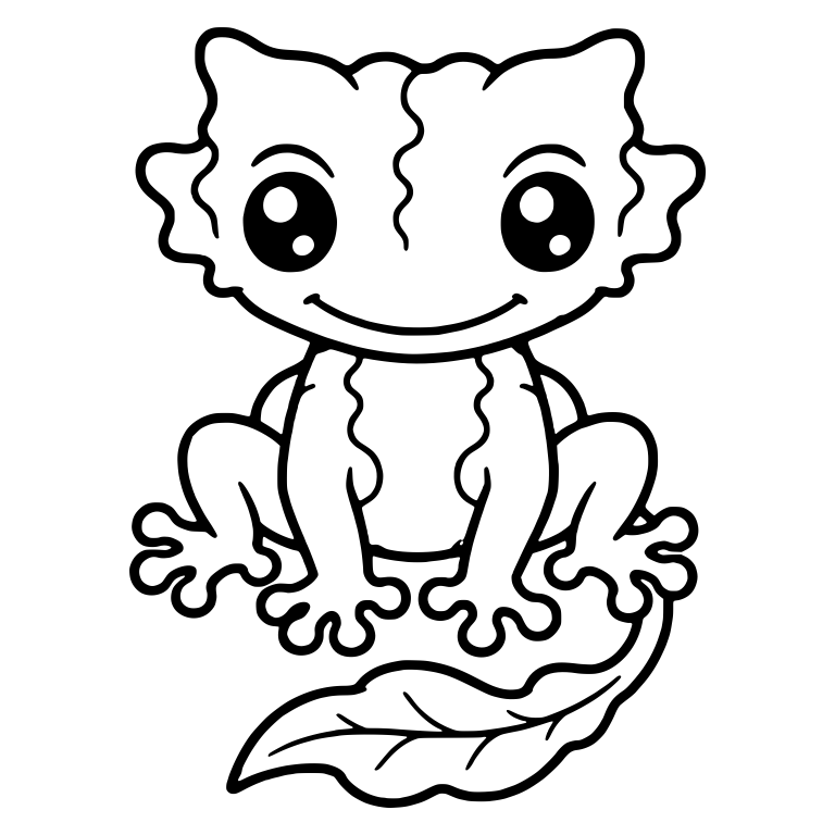 Smiling Leaf-Tailed Gecko Sitting Front View — free animal SVG cut file