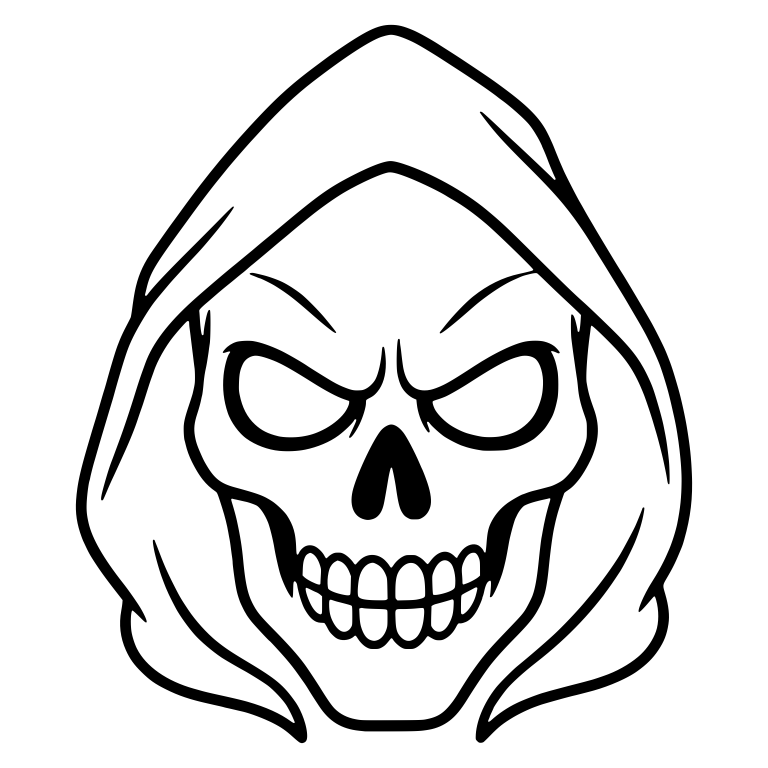 Hooded Skull With Fierce Eyes and Bared Teeth — free skeleton SVG cut file