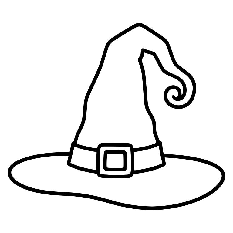 Wide-Brim Witch Hat with Side Curl and Square Buckle — free objects SVG cut file