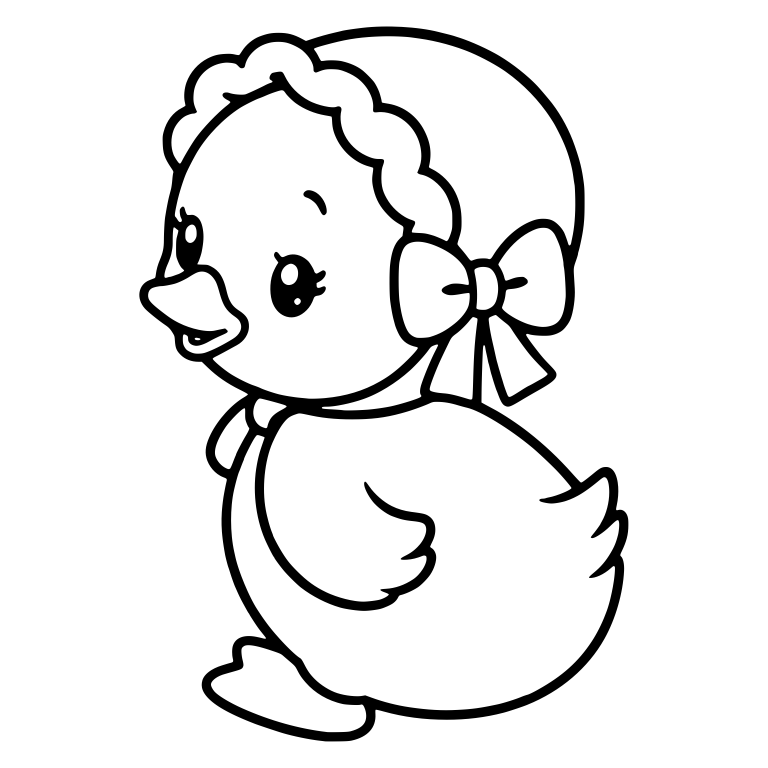 Duckling Looking Left in a Bonnet with Side Bow — free animal SVG cut file