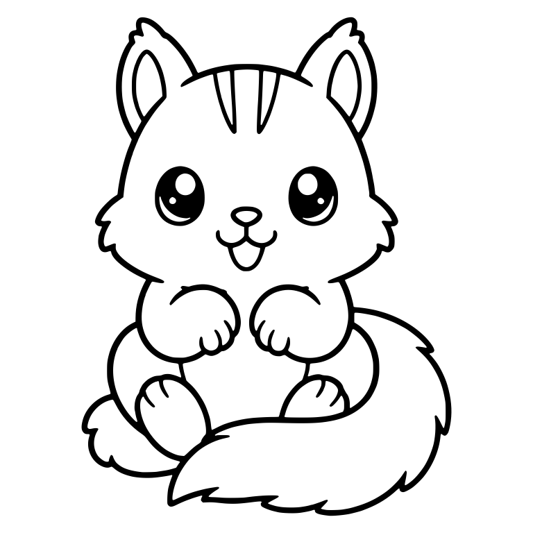 Squirrel Sitting With Pointed Ears and Forehead Stripes — free animal SVG cut file