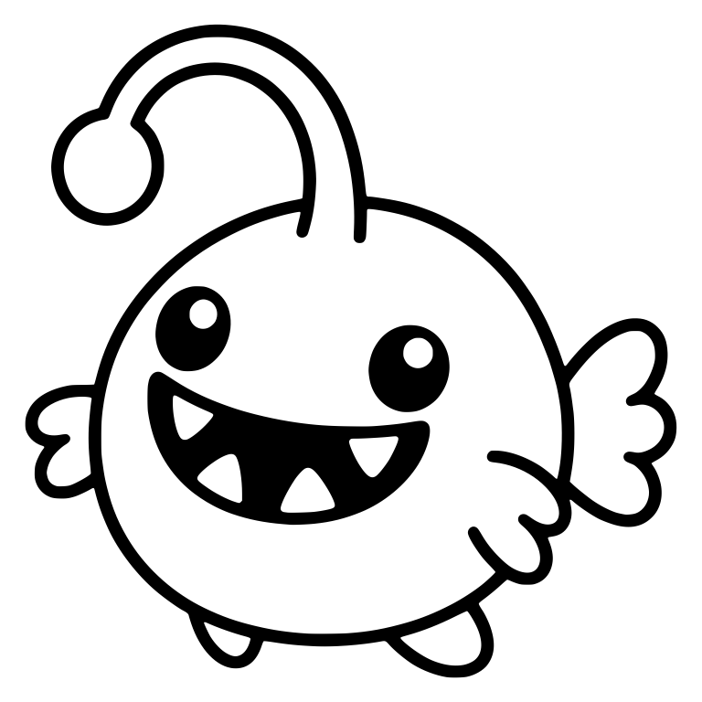 Round Anglerfish with Curly Lure and Toothy Grin — free animal SVG cut file