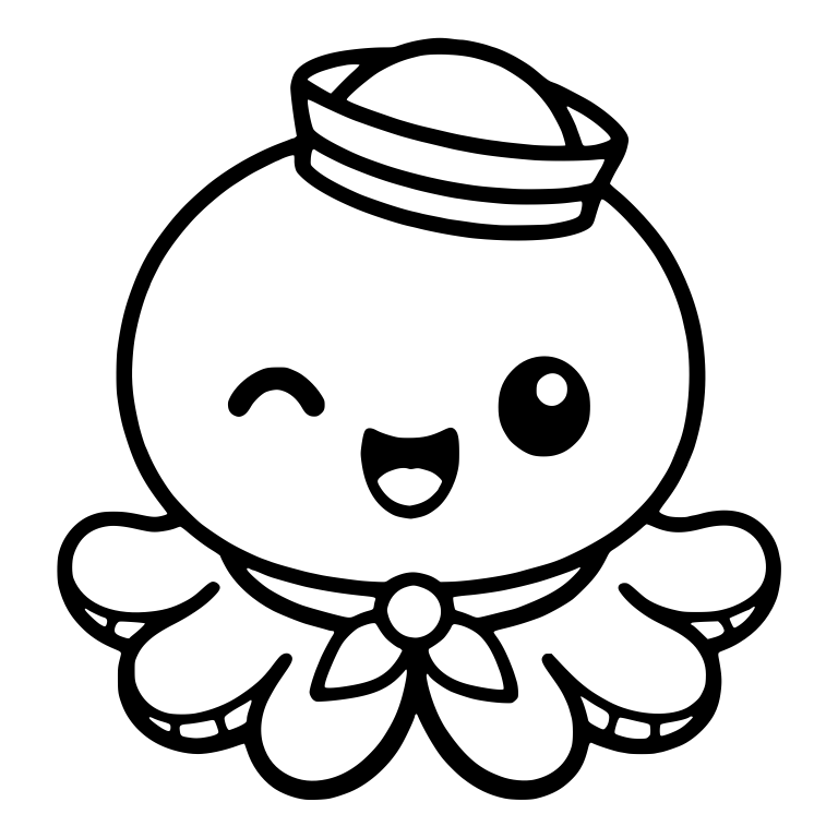 Sailor Octopus With Neckerchief and Winking Eye — free animal SVG cut file