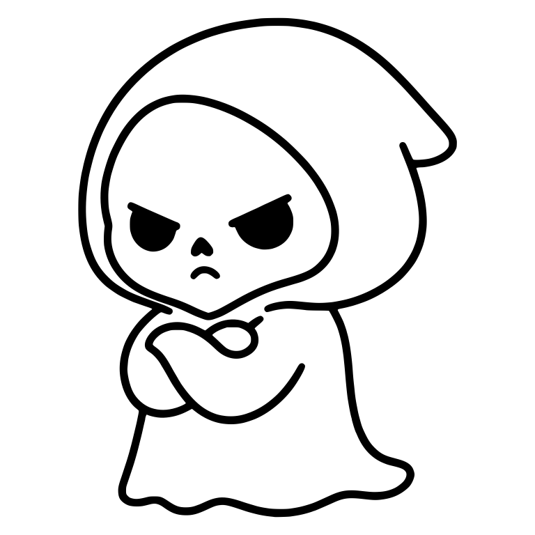 Scowling Grim Reaper Angled Pose With Crossed Arms — free characters SVG cut file