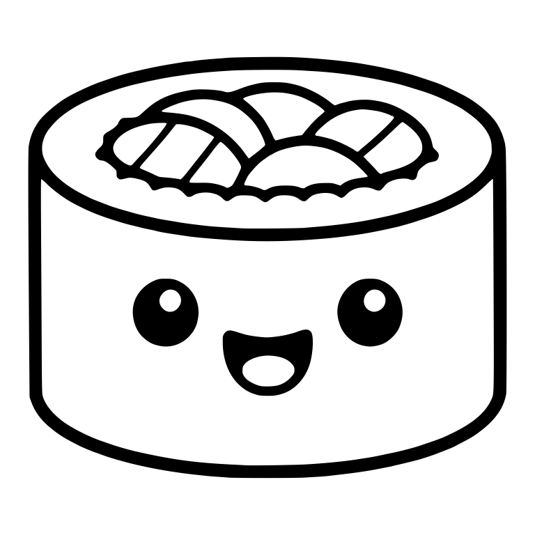 Maki Roll With Three Sashimi Slices and Jagged Garnish — free food SVG cut file
