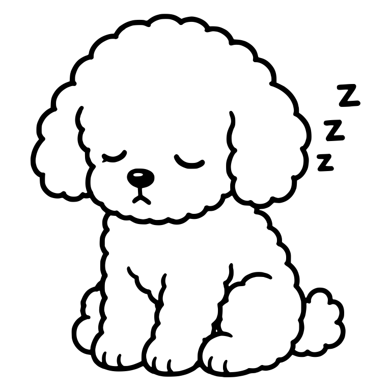 Sleepy Toy Poodle Puppy Sitting with Zzz — free animal SVG cut file