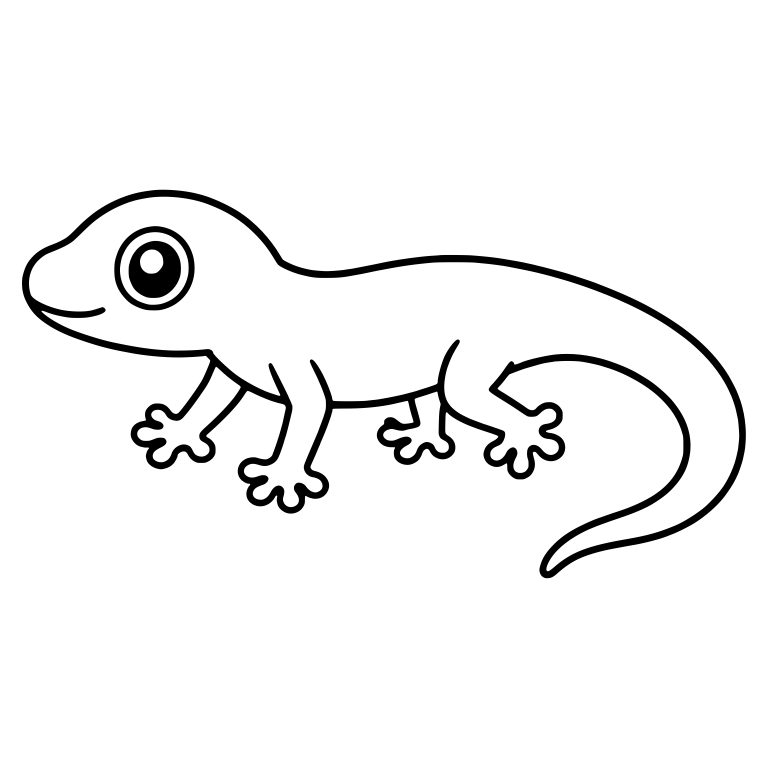 Simple Gecko Walking in Side View with Sweeping Tail — free animal SVG cut file