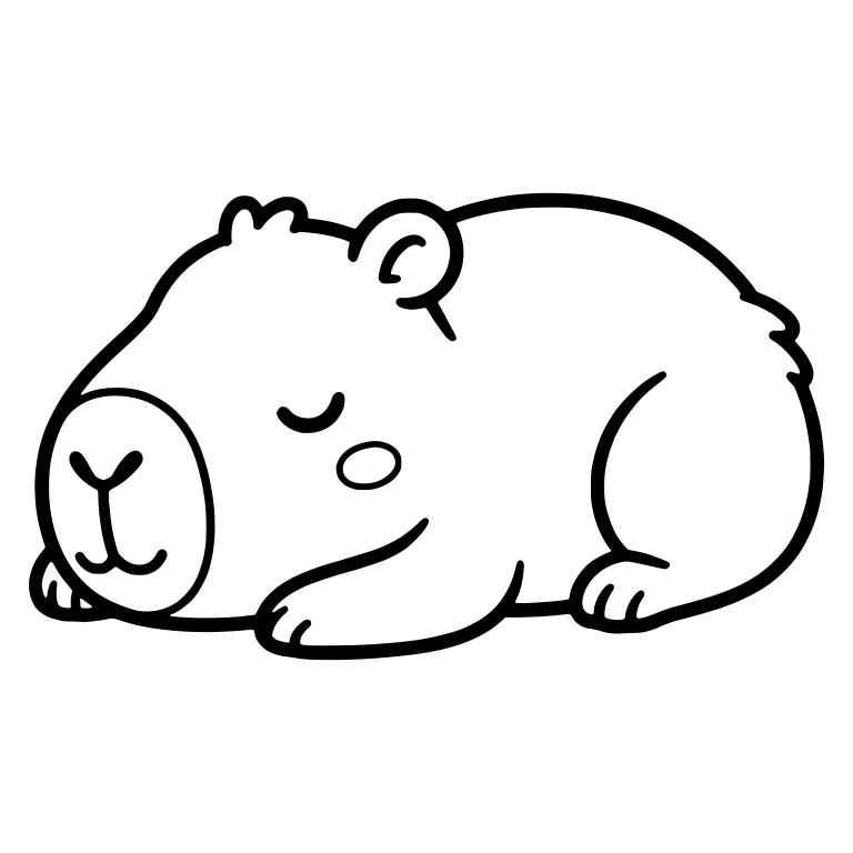 Sleepy Chubby Capybara Lying Down with Closed Eyes — free animal SVG cut file