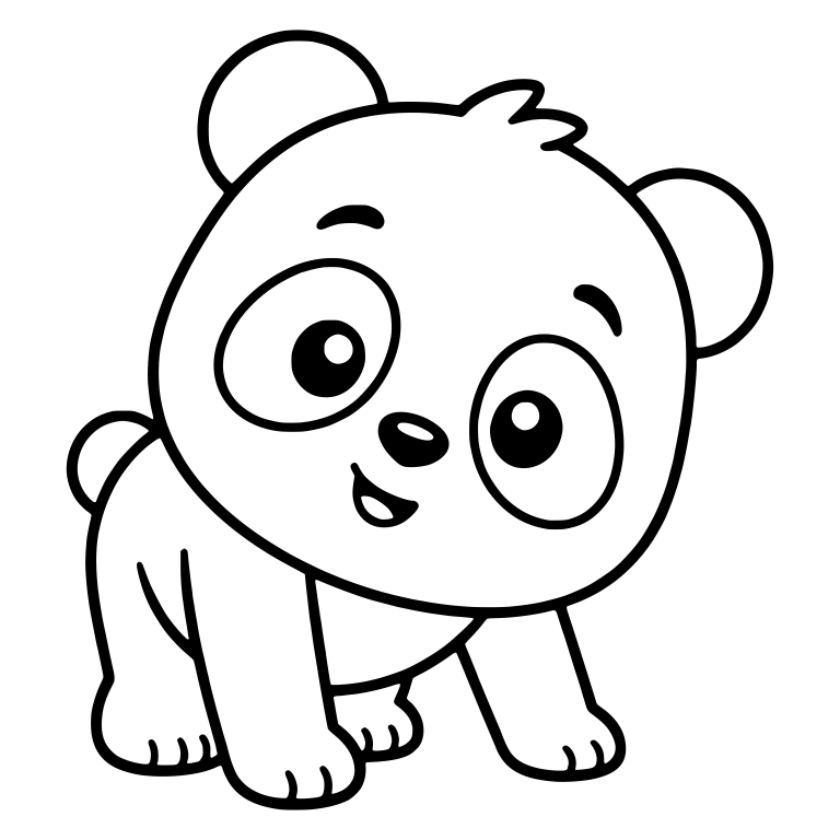 Curious Panda Cub on All Fours with Tilted Head — free animal SVG cut file
