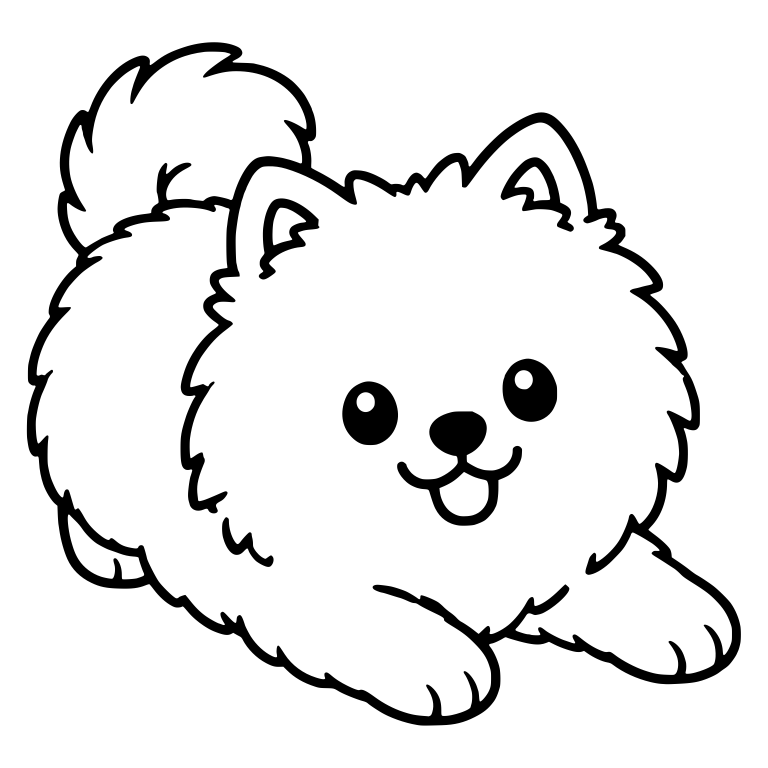 Crouching Pomeranian Facing Right With Tail Up — free animal SVG cut file